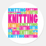 Colourful Knitting Round Stickers