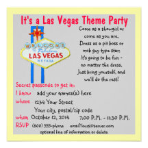 Colourful Las Vegas Welcome Sign Theme Parties Custom Invites
