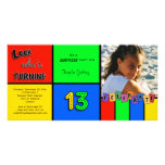 Colourful Look Whos Turning 13 Birthday Invite Photo Card Template