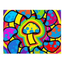 Colourful Magic Mushrooms Postcards