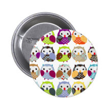 Colourful Owl Pattern Pins