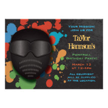 Colourful Paintball Birthday Party Invitation