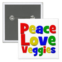 Colourful Peace Love Veggies Buttons