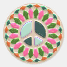 Colourful Peace Sign Round Stickers
