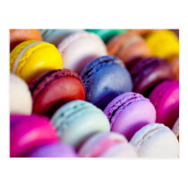 Colourful rainbow bright macarons macaron postcard postcards