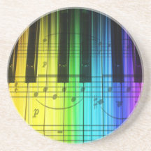 Colourful Rainbow Piano Keyboard Beverage Coaster