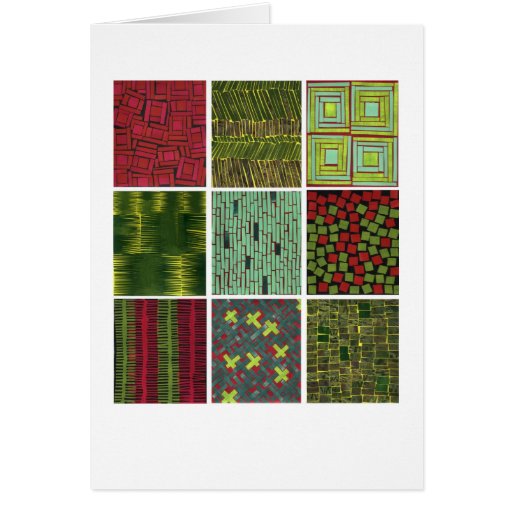 Colourful red green abstract patterns cards
