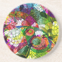 Colourful Romantic Floral Collage Beverage Coasters