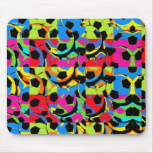 Colourful Soccer Balls Abstract Mouse Mat