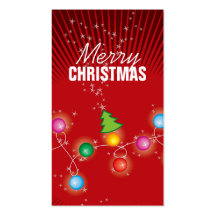Colourful Sparkling Christmas Tree Lights Gift Tag Business Cards