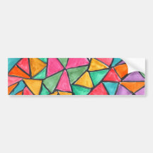 Colourful Triangles - abstract watercolor design Bumper Sticker