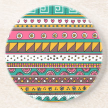 Colourful Tribal pattern Drink Coaster