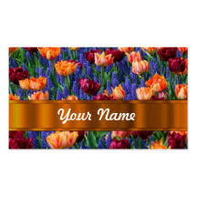 Colourful tulips business card template