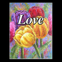 Colourful Tulips Flowers Painting Art - Multi postcards