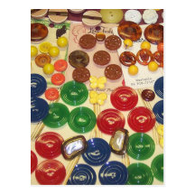 Colourful Vintage Buttons Postcard