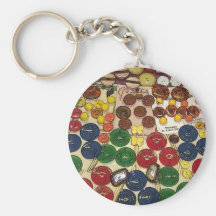 Colourful Vintage Buttons Stylised Keychain