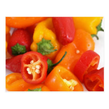 Colourful Wet Bell Peppers Post Cards