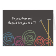 colourful yarn balls knitting needles greeting g.. card