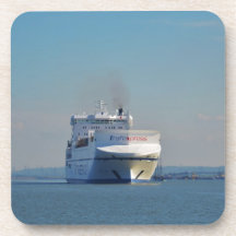 Combined Ferry And Container Ship Drink Coasters