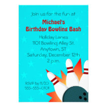 Comic Book Illustration Bowling Party Invitation