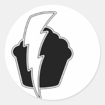 Comic Book Lightning Cupcake Round Stickers