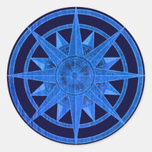 Compass Rose Round Stickers