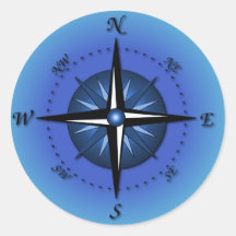 Compass Rose Round Stickers