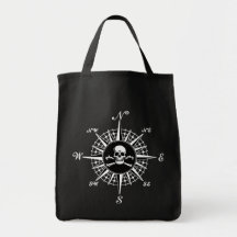 Compass Rose Skull 1 Tote Bags