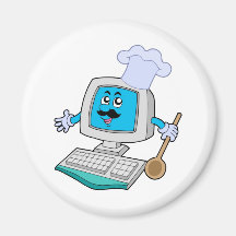 Computer chef with spoon fridge magnets