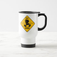 computer crossing (xing) sign mugs