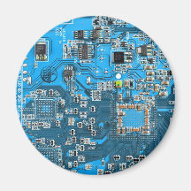 Computer Geek Circuit Board - blue Magnets