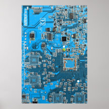 Computer Geek Circuit Board - blue Print