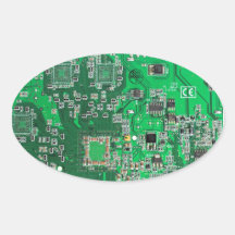 Computer Geek Circuit Board - green Oval Sticker