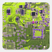 Computer Geek Circuit Board - neon yellow Square Sticker