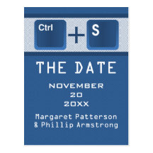 Computer Key Control Save the Date Postcard, Blue