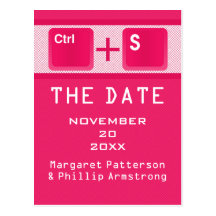 Computer Key Control Save the Date Postcard, Pink