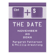 Computer Key Control Save the Date Postcard Purple