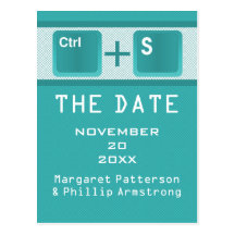 Computer Key Control Save the Date Postcard, Teal
