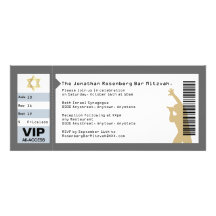 Concert Ticket Bar Mitzvah Invitation in Grey