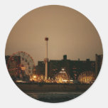 Coney Island at Night Round Sticker