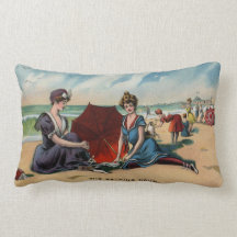 Coney Island NY 1909 Beach Scene Throw Pillow