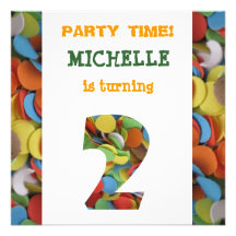 Confetti 2nd Birthday Party Invitation