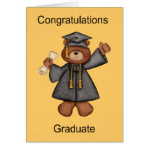 Congratulations Graduate Teddy Bear Card (Blank)