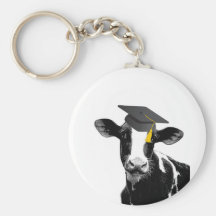 Congratulations Graduation Funny Cow in Cap Key Chain