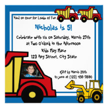 Construction Fun/ Dump Truck Personalised Invite