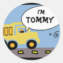 Construction Party Name Tag Round Sticker