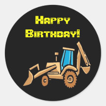 Construction Tractor Round Sticker