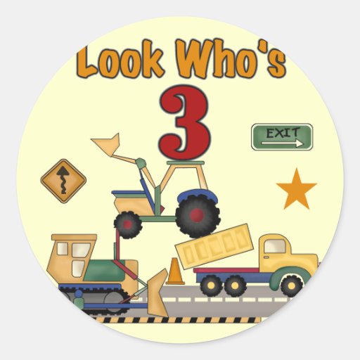 Construction Vehicles 3rd Birthday Tshirts Stickers