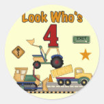 Construction Vehicles 4th Birthday Tshirts Sticker