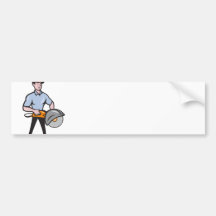 Construction Worker Concrete Saw Consaw Cartoon Bumper Stickers
